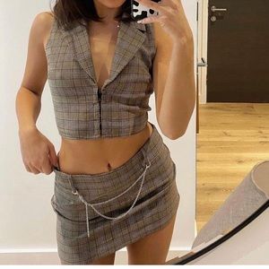 NWOT Tiger Mist Zoey Top and Skirt in Check